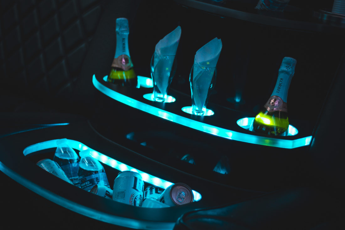 Limo rental with drinks in cooler